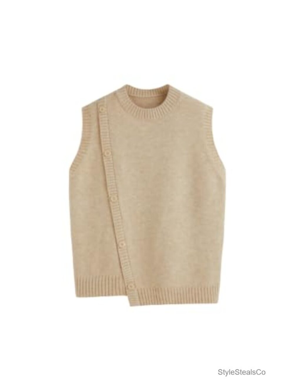 Oversized Wrap Sweater Vest Women Sleeveless Crew Neck Loose Fit Knit Vest
